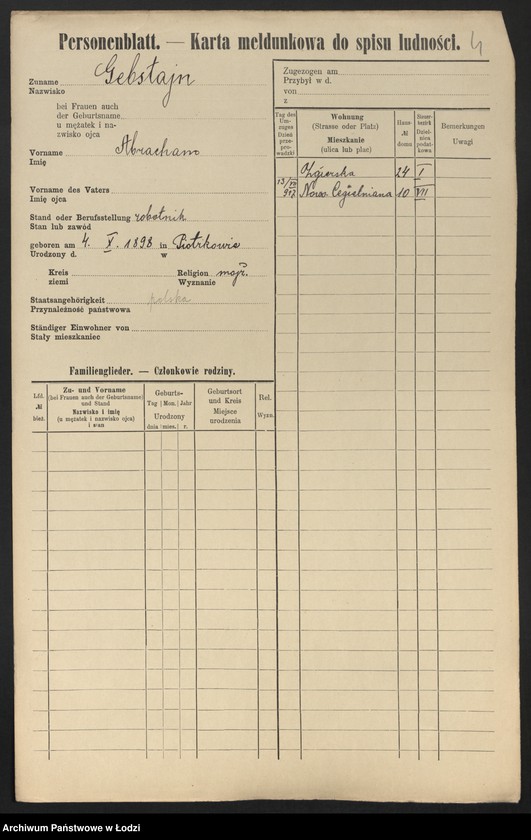 Obraz 6 z jednostki "[Spis ludności Łodzi] Gebora - Gelbart"