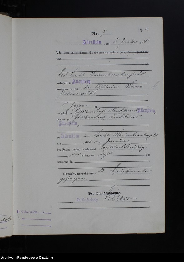 image.from.unit.number "Sterbe-Haupt-Register Tom I, Nr 1-381"