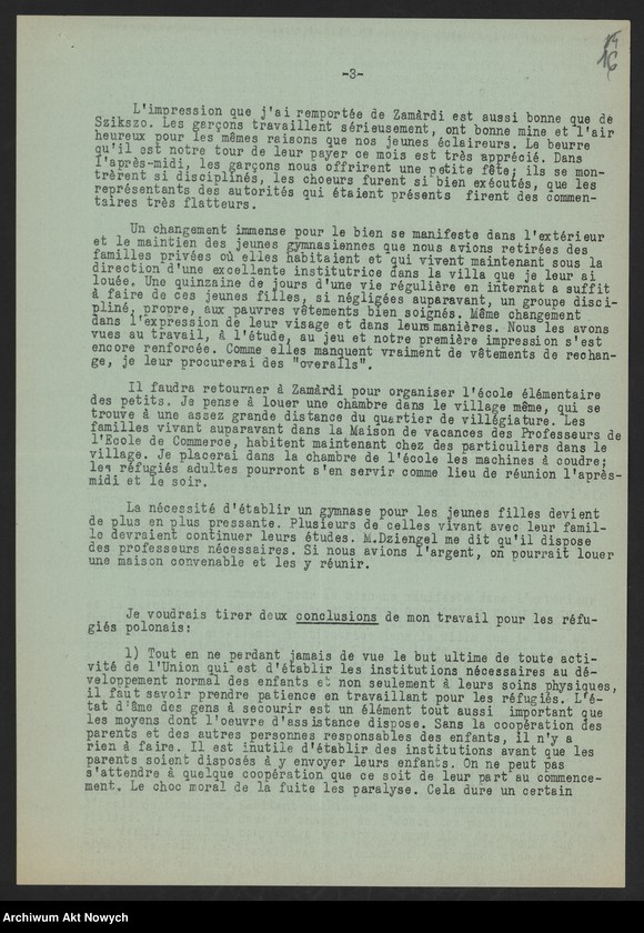 image.from.unit.number "Pro Polonia. Oeuvre suisse de secours aux Polonia victimes de la guerra; Załączniki: 1) Biuletyny Nr Nr 1,2,3; 2) Apel; 3) Raport dotyczący dzieci uciekinierów polskich; 4) kopia listu J. Dębickiego do "Pro Polonia"; L.3"