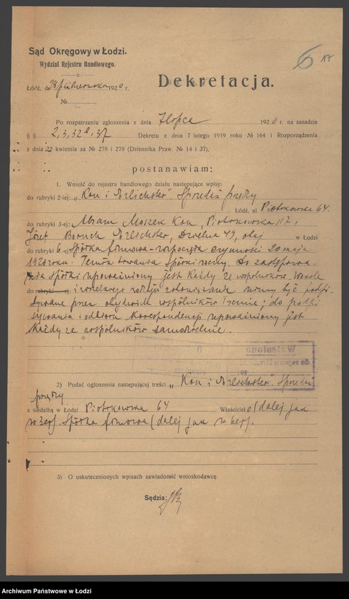 Obraz 19 z jednostki "Kon i Erlichster- sprzedaż przędzy"