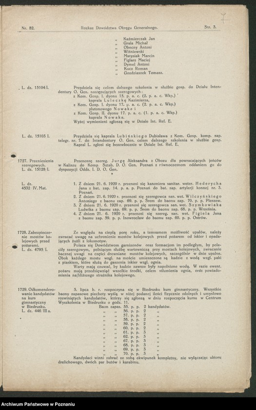 Obraz 9 z jednostki "/Rozkazy Dowództwa Okręgu Generalnego w Poznaniu/, nr 81-115."