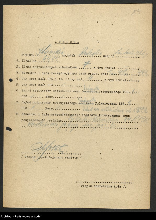 Obraz 18 z jednostki "Ankiety kół partyjnych w majątkach"