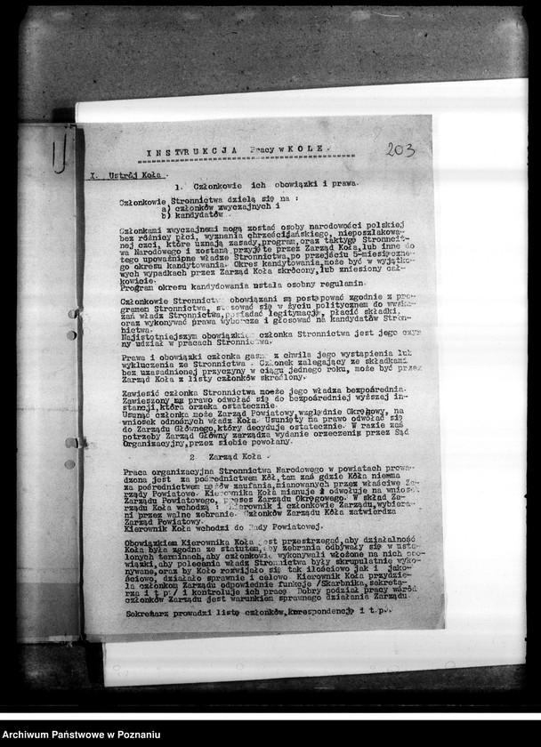 Obraz 11 z jednostki "Statut, instrukcje, regulaminy Stronnictwa Narodowego, okólniki i regulaminy Zarządu Grodzkiego oraz protokoły z zebrań kół - Zarys organizacji kierownictwa Koła Stronnictwa Narodowego sprawozdania z działalności"