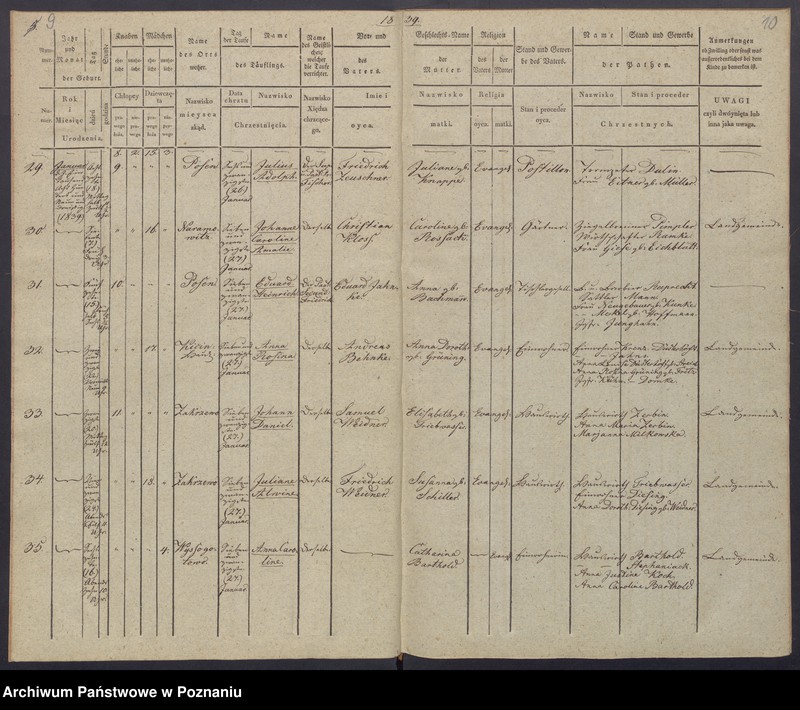 Obraz 8 z jednostki "[Akta urodzeń i chrztów, zgonów i pogrzebów, zapowiedzi i ślubów]"