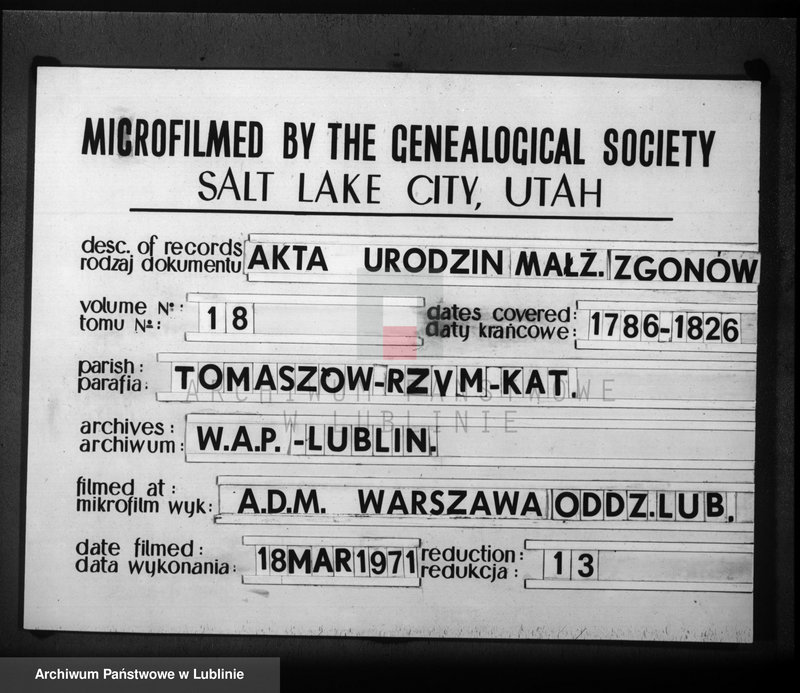 Obraz 1 z jednostki "Liber natorum matrimonium et sepultorum pro villa Górno seu Majdan Górny"