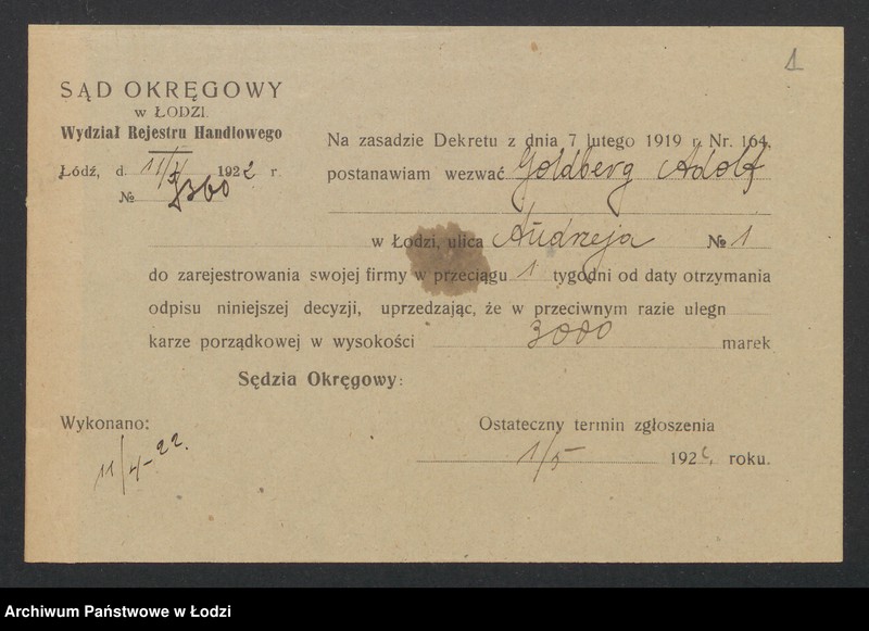 Obraz 3 z jednostki "Adolf Goldberg – sprzedaż maszyn do pisania"