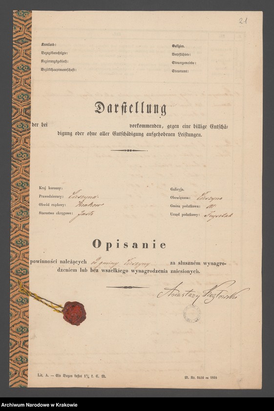image.from.unit.number "Dominium Cieszyna (generalia, Cieszyna, Stępina - część, Szufnarowa, Posiadacze gruntów dworskich w Cieszynie i Szufnarowej, Wiśniowa-część) - Kozłowski Anastazy"