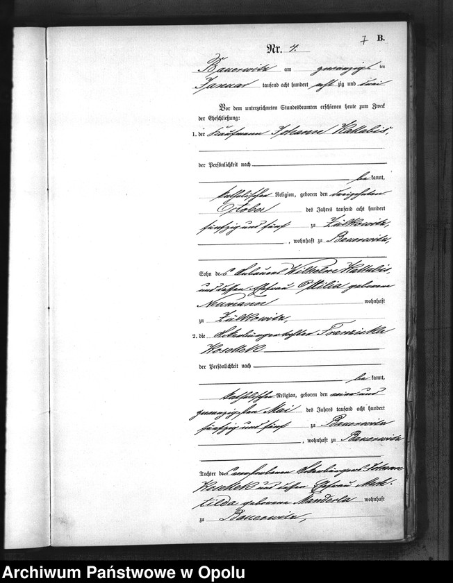 Obraz 11 z jednostki "Urząd Stanu Cywilnego w Baborowie. Ksiega małżeństw miejscowa rok 1883"