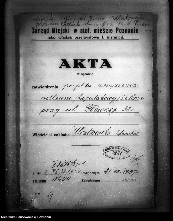 Obraz 4 z jednostki "Projekt urządzania odlewni /kopulakowej/ żelaza przy ul. Głównej 32 St. Ulatowskiego"