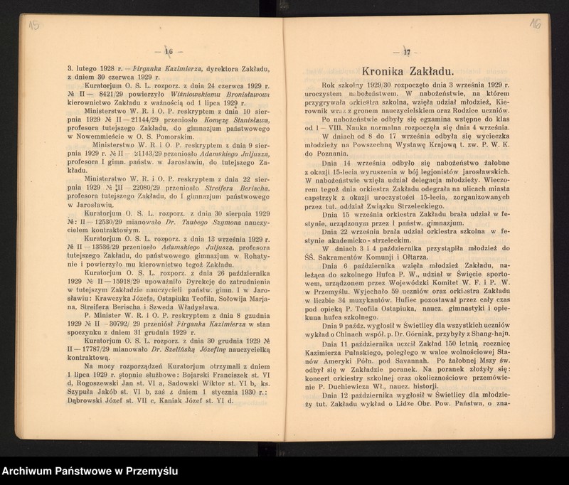 image.from.unit.number "Sprawozdanie Dyrekcji Państw[owego] Gimnazjum II im. Augusta Witkowskiego w Jarosławiu za rok szkolny 1929/30"