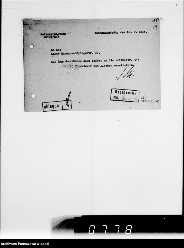 Obraz 17 z jednostki "Lager Hermann-Gör.Str.39.Herr Straube. [Korespondencja w sparwie wydania i przyjęcia towarów]"