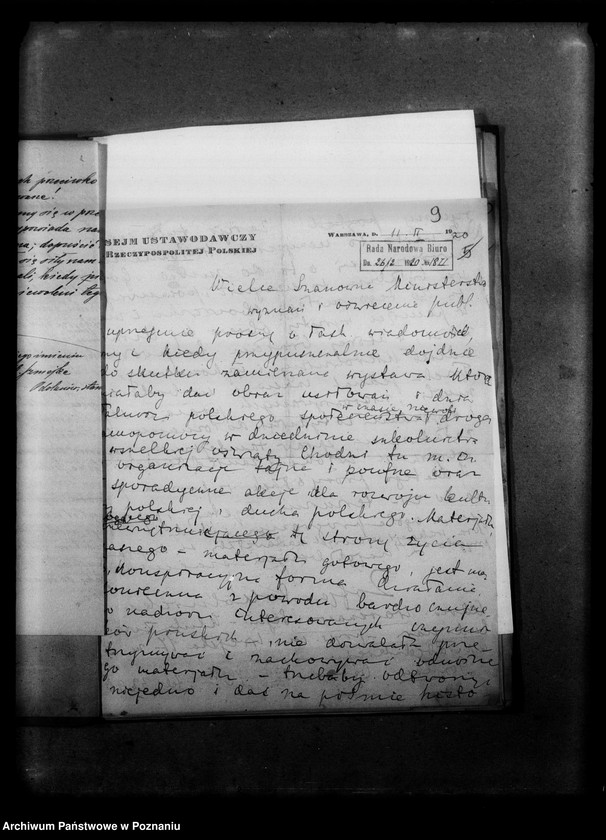 Obraz 13 z jednostki "Pisma różne. [Adresy Związków i Towarzystw polskich w poznańskim, broszura pod tytułem "Czym jest Rada Główna Opiekuńcza" rozporządzenia dotyczące robotników z Królestwa Polskiego przebywających w poznańskim, pismo Urzędu Miasta Warszawy]"