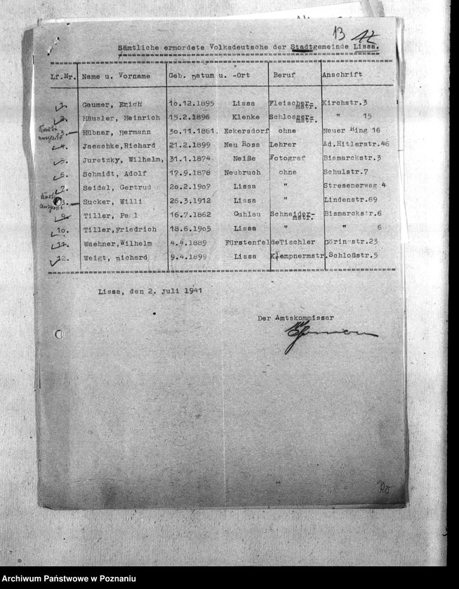 Obraz 17 z jednostki "Amtsbezirk Wilhelmsort Kreis Bromberg (Bydgoszcz). Wykazy miejscowych Niemców, którzy zginęli w 1939 roku"