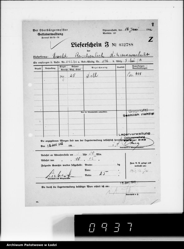 Obraz 12 z jednostki "Aufträge, [Lieferscheinen und Rechnungen] 14571-14649"