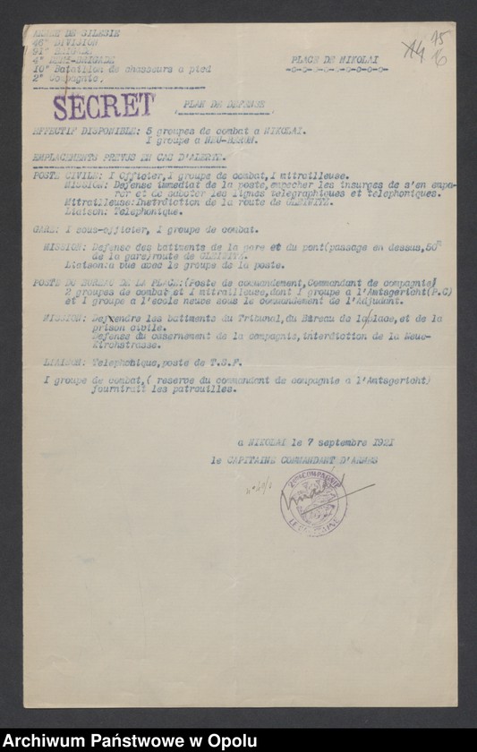 Obraz 16 z jednostki "/Plany obrony garnizonów, miejsc postoju oddziałów 91 Brygady Strzelców Alpejskich/  IX 1921"