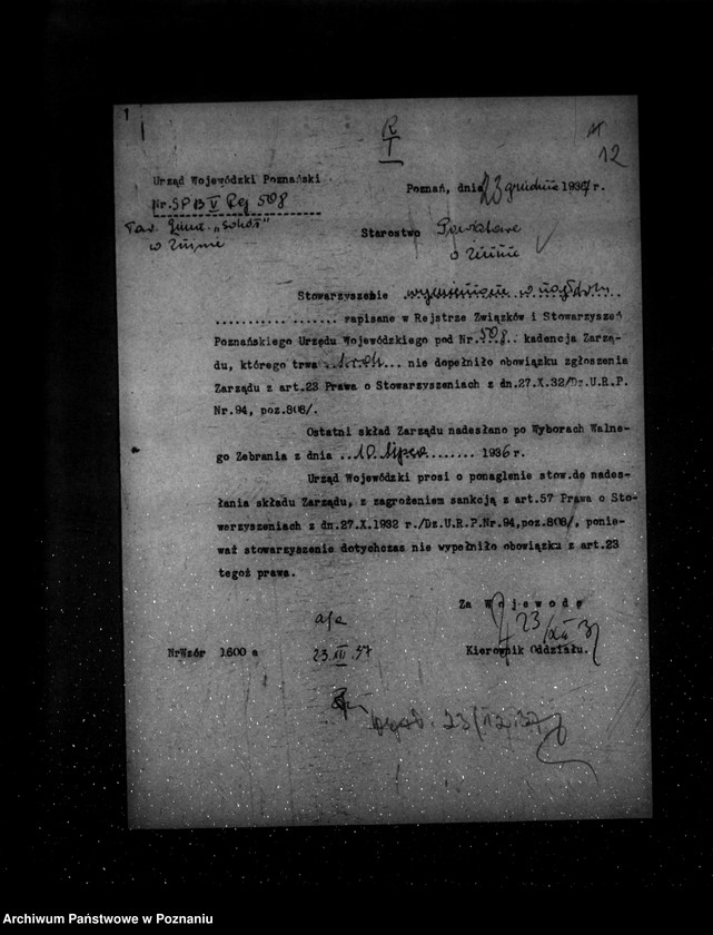 Obraz 16 z jednostki "/Towarzystwo Gimnastyczne „Sokół" w Żninie - rejestracja/"