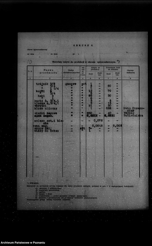 Obraz 14 z jednostki "Kwestionariusz Gazowni Miejskiej w Pobiedziskach powiat poznański"