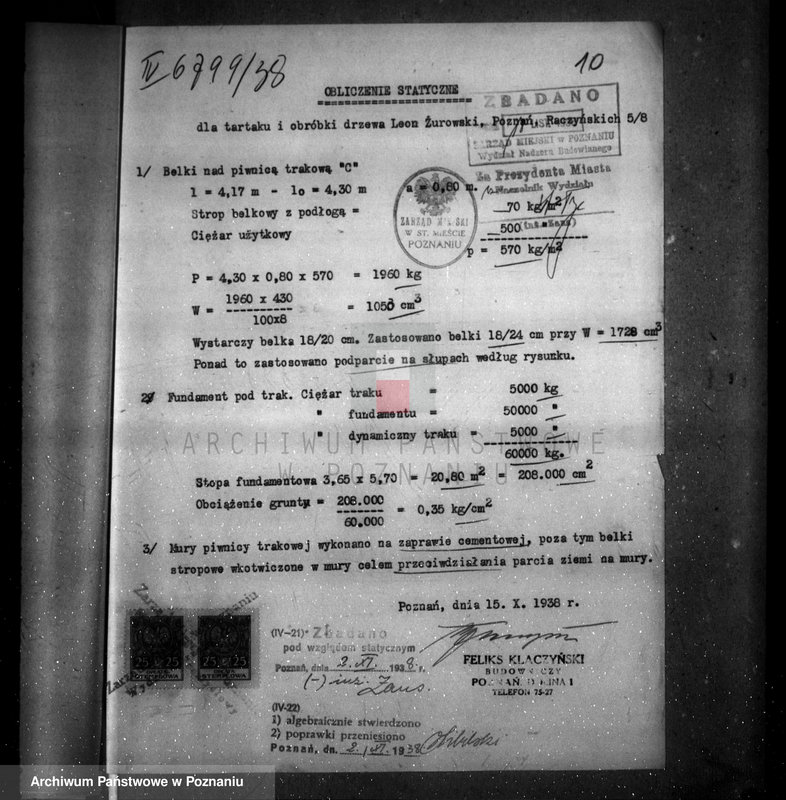 image.from.unit.number "Zatwierdzenie zakładu przemysłowego /tartaku i obróbki drzewa/ Własność L. Żeromskiego w Poznaniu"