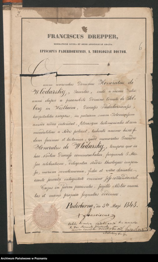 image.from.unit.number "A. betr. den polnischen Überläufer Honoratius von Włodarski"