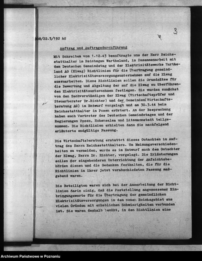 Obraz 7 z jednostki "Erläuterungen zu den Richtlinien für die Übertragung gemeindlicher Elektrizitätsversorgungsunternehmen auf die Elektrizitätswerke Wartheland A.G. - Posen"