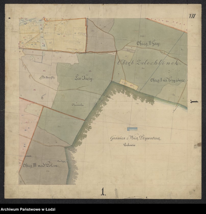 Obraz 3 z jednostki "Plan dóbr skonfiskowanych Tomaszów Mazowiecki składających się z kluczy Żelechlin i Kopiec położonych w gubernii mazowieckiej powiecie rawskim"