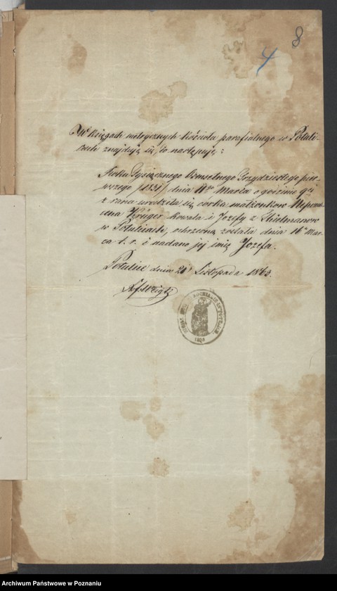 Obraz 10 z jednostki "Die von den Verlobten zum Aufgebot beigebrachten Urkunden pro 1877"