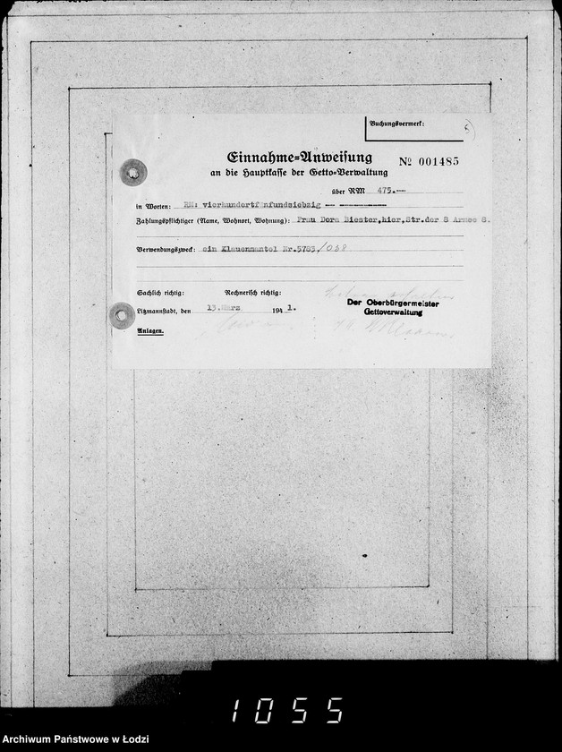 Obraz 14 z jednostki "Kasse u.Erledigte Anträge. Einnahmen von Pelzwaren"