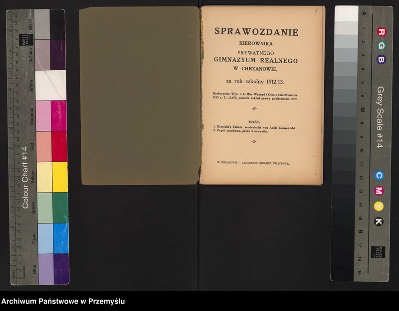 image.from.unit.number "Sprawozdanie kierownika Prywatnego Gimnazjum Realnego w Chrzanowie, za rok szkolny 1912/13"