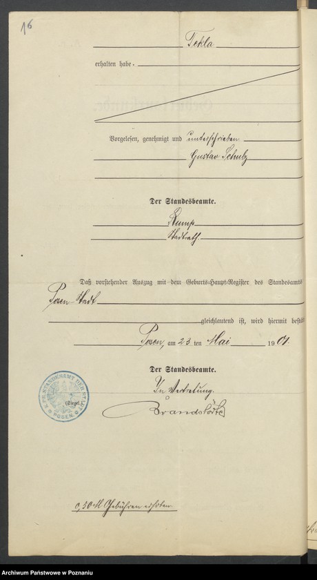 Obraz 18 z jednostki "Die von den Verlobten beigebrachten Urkunden zur Eheschliessung pro 1901. Vol IX"