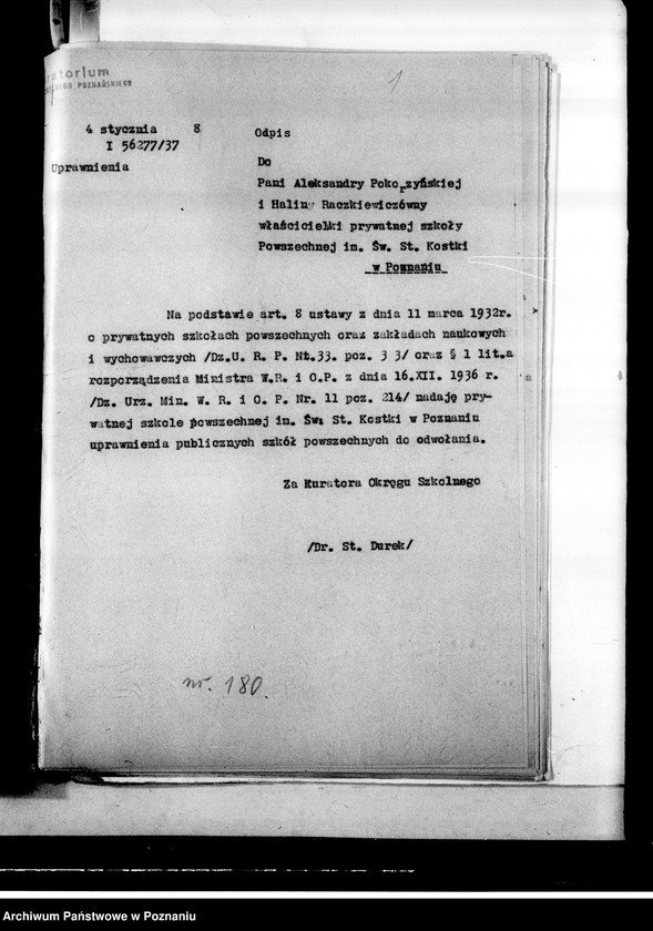 Obraz 4 z jednostki "Prywatna Szkoła Powszechna Raczkiewiczówny i Pokorzyńskiej w Poznaniu"