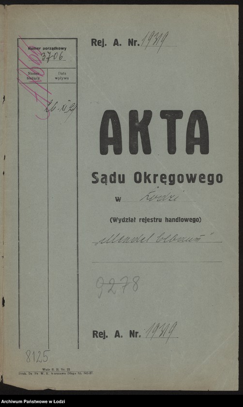 Obraz 2 z jednostki "Mendel Elbaum- drobny handel mąką, Pabianice"