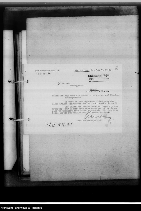 Obraz 6 z jednostki "Schriftwechsel mit den Amtsgerichten [korespondencja w sprawie ksiąg kościelnych, nazwy powiatów od A - L]"