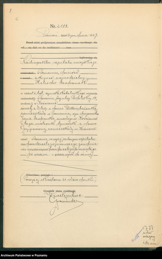 Obraz 10 z jednostki "Księga miejscowa zgonów tom V [Rejestr główny zgonów]"