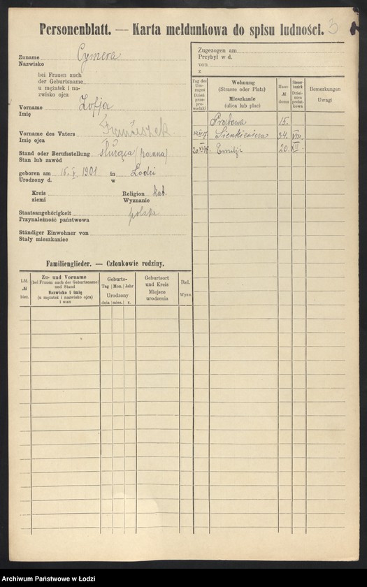 Obraz 5 z jednostki "[Spis ludności Łodzi] Cymera - Cynkier"