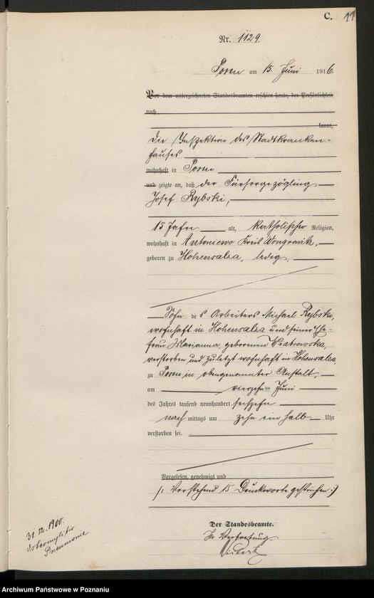 Obraz 13 z jednostki "Księga miejscowa zgonów tom III [Rejestr główny zgonów]"