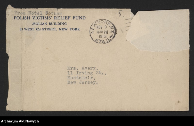 image.from.unit.number "Magg Mary; Załączniki: list H. Paderewskiej do p. Avery, z 1915 r.; L.1"