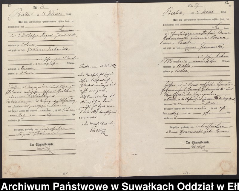 image.from.unit.number "Sterbe-Haupt-Register des Königlichen Preussischen Standes-Amtes Bialla Kreis Johannisburg"