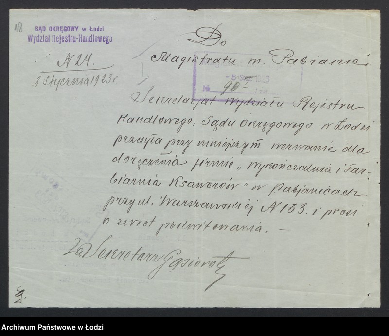 Obraz 20 z jednostki "Farbiarnia i Wykańczalnia „Ksawerów” w Pabianicach Ryszard Geisler i S-ka"