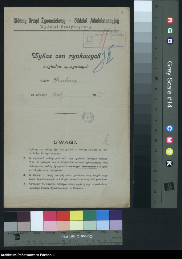 Obraz 3 z jednostki "[Wykaz cen rynkowych artykułów spożywczych w poszczególnych miastach Województwa Poznańskiego za miesiąc luty 1920]"