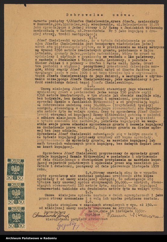 image.from.collection.number "[Materiały dotyczące posiadania przez Hannę i Stefana Witkowskich gruntów i nieruchomości w Raciborowicach, pow. hrubieszowski, 1948-1951 oraz w Radomiu i Rajcu Letnisko, 1954-1961]"