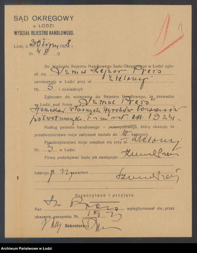 Obraz 3 z jednostki "Szmul Lejzor Preis- sprzedaż własnych wyrobów towarów półwełnianych"