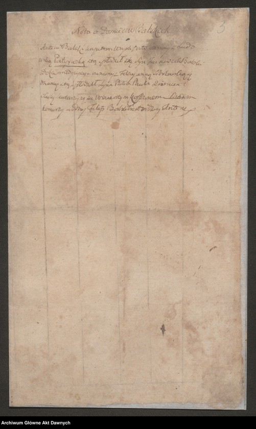 Obraz z jednostki "Babecki h. Cholewa. Tablica genealogiczna. Babski h. Radwan. Tablica genealogiczna. Bocciarelli h. własnego. Notatka do genealogii. Bachmiński h. Jastrzębiec. Tablice genealogiczne. Baczewski h. Lubicz. List Mateusza Baczewskiego w sprawach genealogii, 1793. Badowski h. Baduła. Tablice genealogiczne. Bagniewski h. Bawół. Tablice genealogiczne. Bagocki h. Rawicz. List Piotra Koniajeffa z prośbą o wywód genealogiczny rodziny Bagockich zawierający informacje o rodzinie, 182."