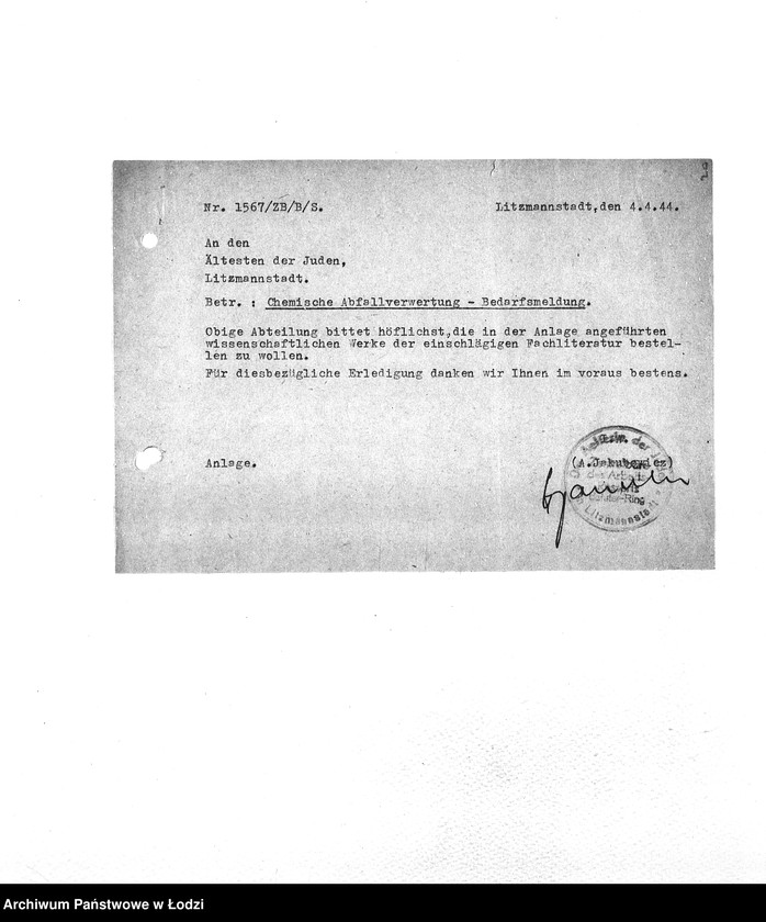 Obraz 12 z jednostki "Bedarfsmeldungen [Skierowane do GV zapotrzebowania na surowce, materiały, narzędzia, maszyny itp. potrzebne resortom pracy do produkcji; zamówienia żywności, lekarstw]"