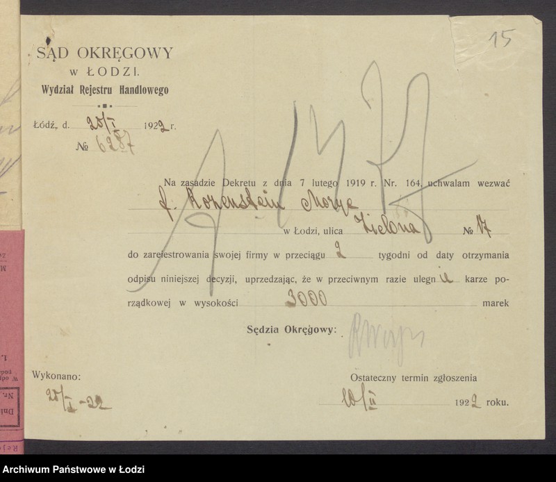 Obraz 18 z jednostki "Moritz Bornstein- sprzedaż odpadków bawełnianych i wełnianych"
