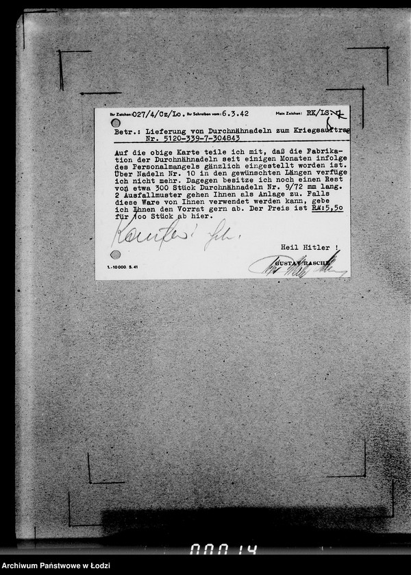 Obraz 12 z jednostki "339 Filztiefel R.[Korespondencja i zamówienia]"