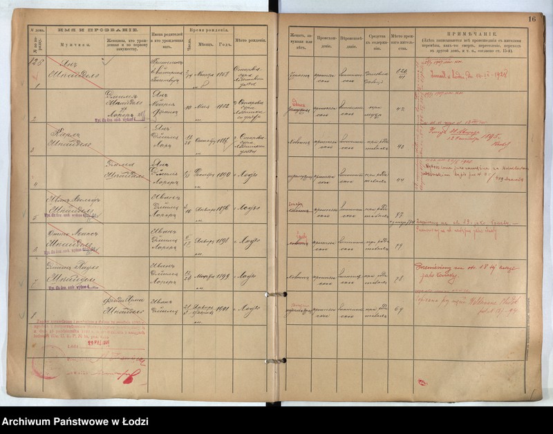 Obraz 12 z jednostki "[Księga ludności stałej m. Łodzi guberni piotrkowskiej nr domu 826-831]"