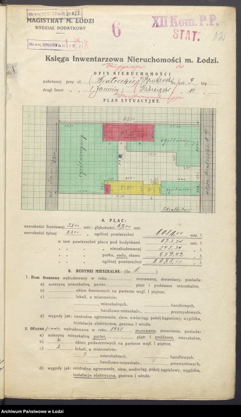 Obraz 14 z jednostki "Księga inwentarzowa nieruchomości m. Łodzi ul. Braterska"
