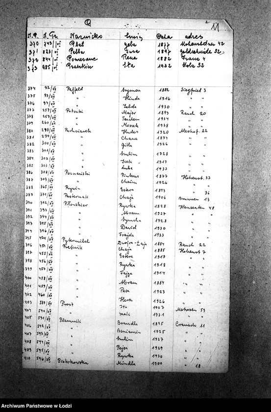 Obraz 13 z jednostki "[Wykazy imienne Żydów wysiedlonych z getta łódzkiego]"