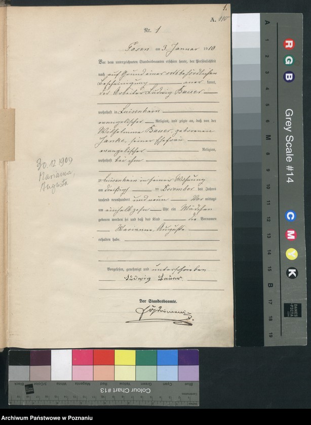 Obraz 3 z jednostki "Księga miejscowa urodzeń [Rejestr główny urodzeń]"