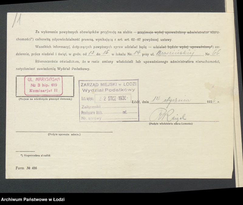 image.from.unit.number "Księga inwentarzowa nieruchomości m. Łodzi ul. Marysińska"